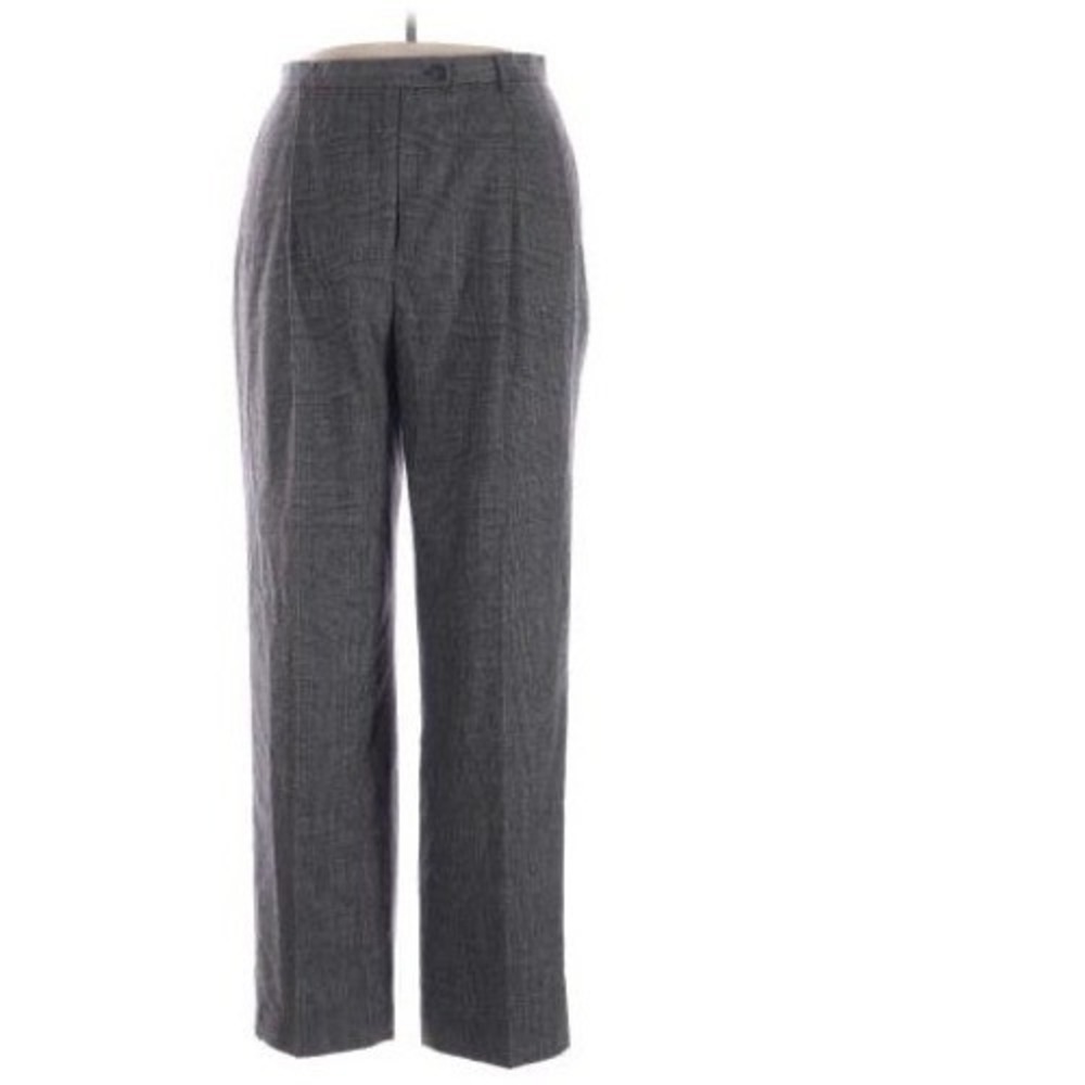 Evan-Picone Womens Grey Glen Plaid Wool Blend Pleated Tapered Dress Pants 16